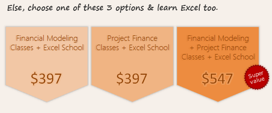 Financial Modeling & Project Finance Classes + Excel School - Signup Options